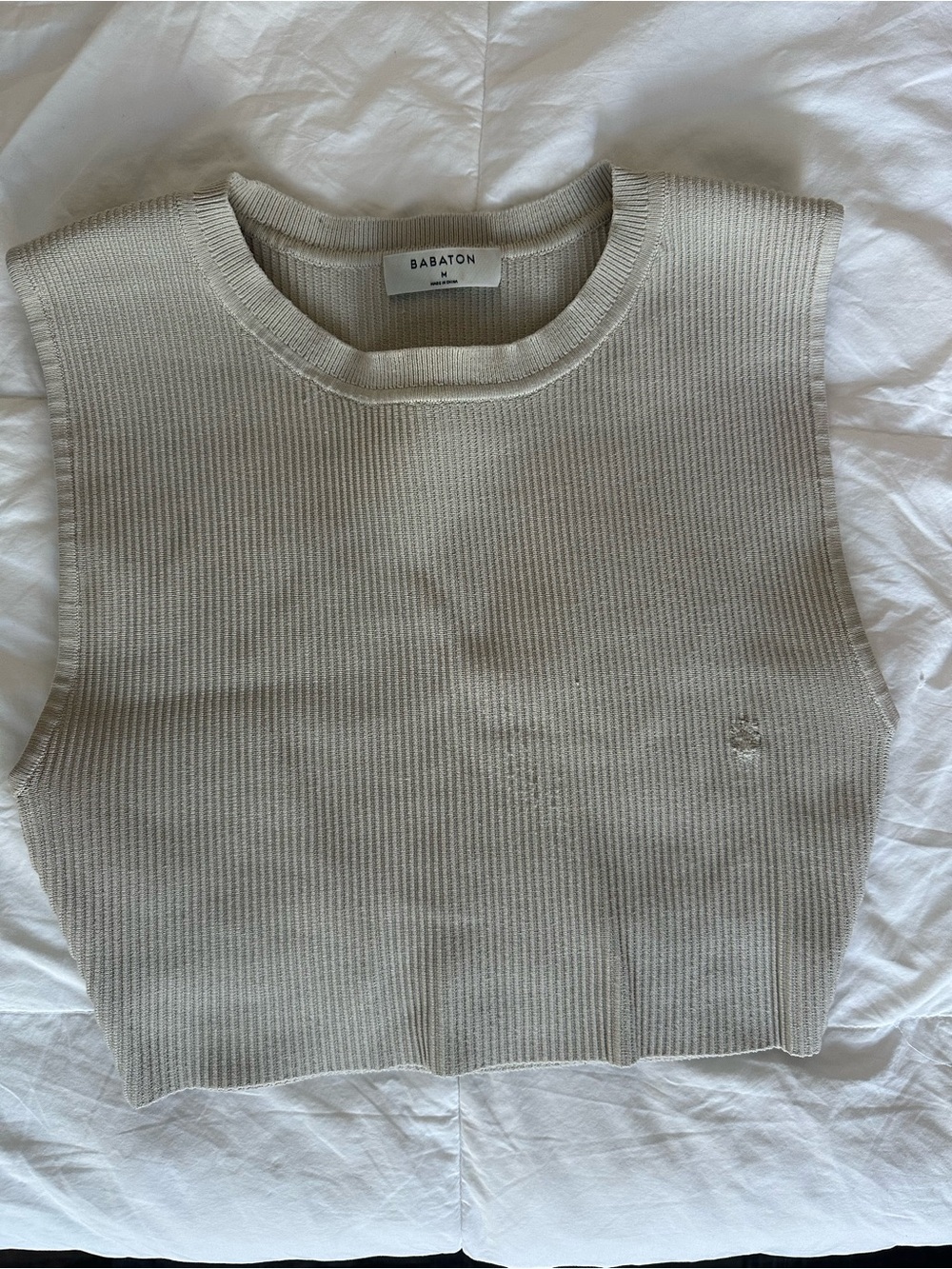 Aritzia Babaton Ribbed Cropped Tank - Beige